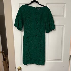 Ralph Lauren Emerald Lace Midi Dress